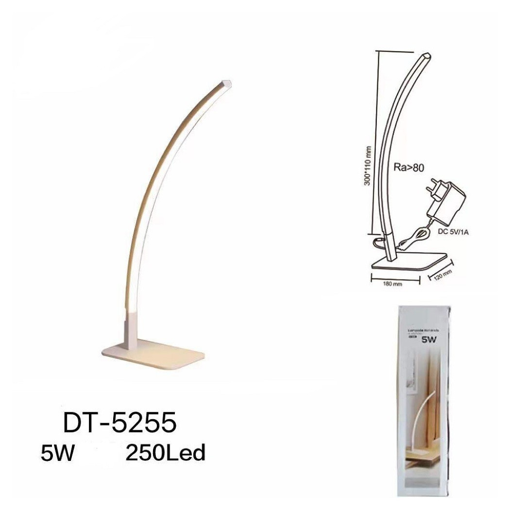 foto del prodotto trade shop lampada da scrivania led 5 watt lineare curvo design moderno per tavolo dt 5255 