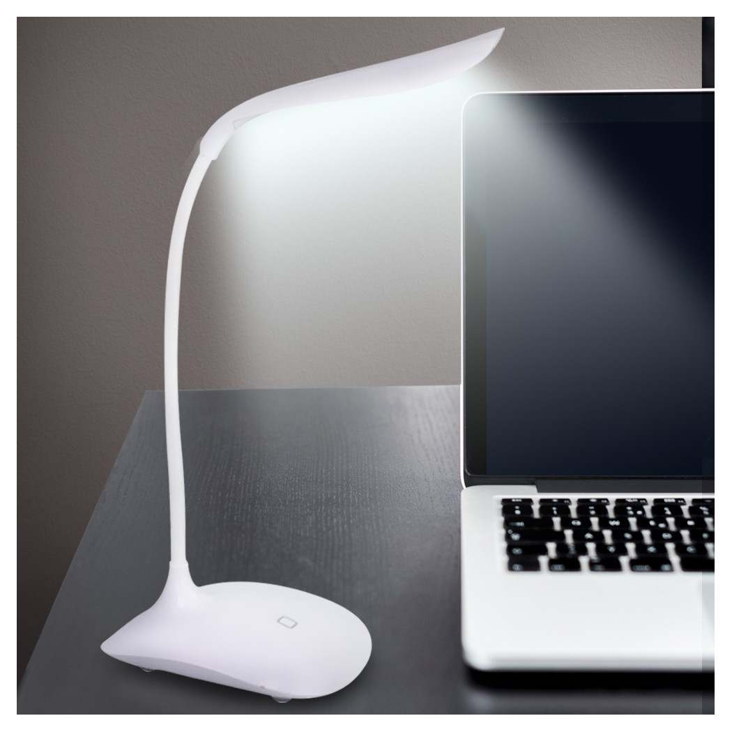 foto del prodotto trade shop lampada da scrivania touch 14 led bianco luce regolabile e collo ergonomico 