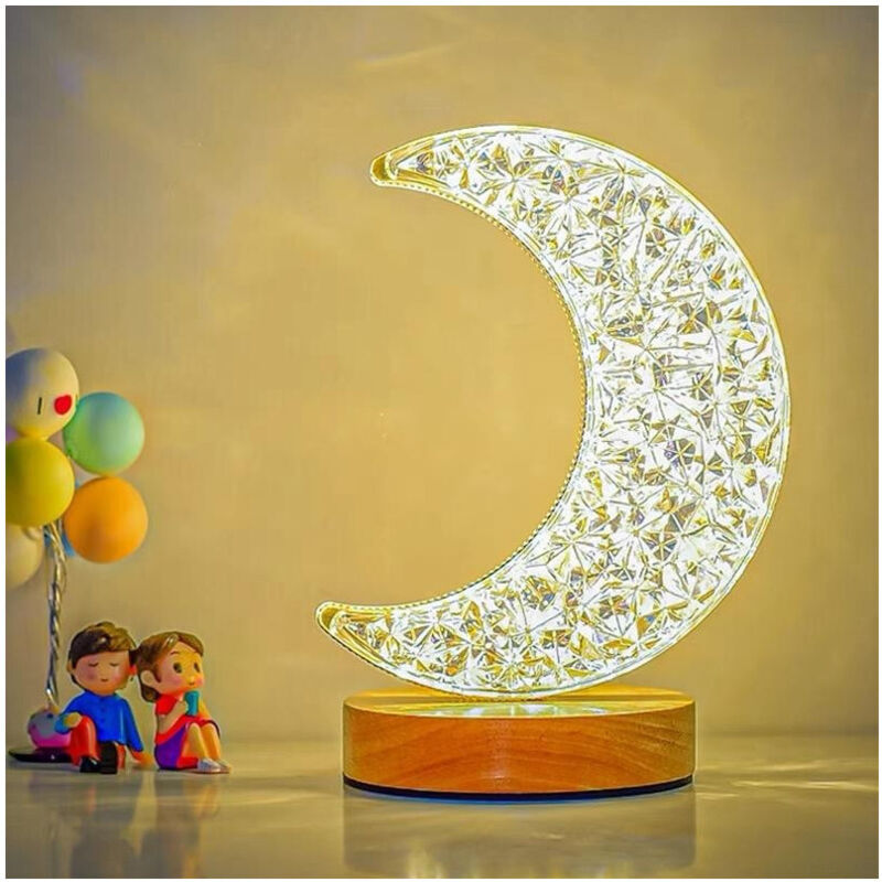foto del prodotto trade shop lampada da tavolo a forma di luna ricaricabile usb touch e 3 intensit di luce 
