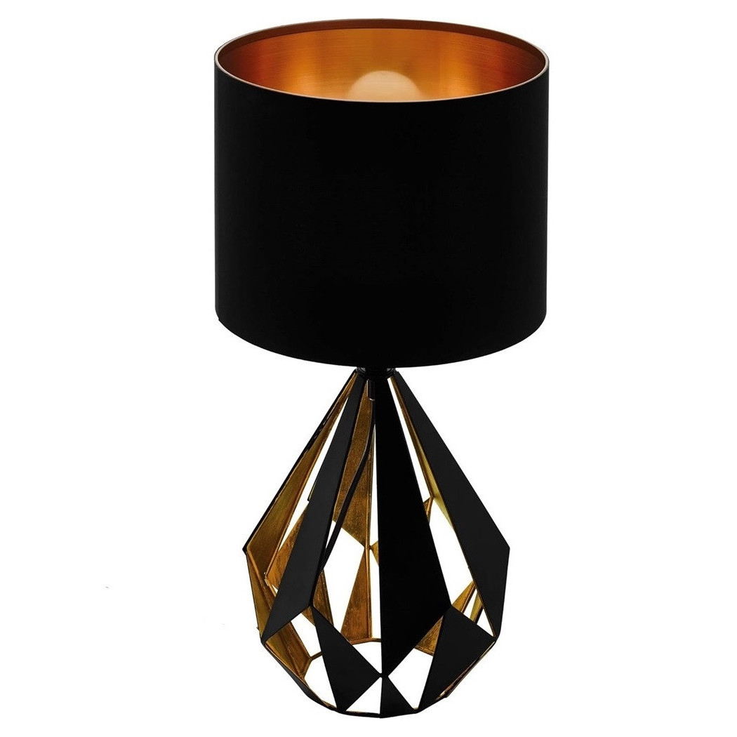 foto del prodotto trade shop lampada da tavolo comodino vintage con paralume rotondo in nero rame 250x510 mm 