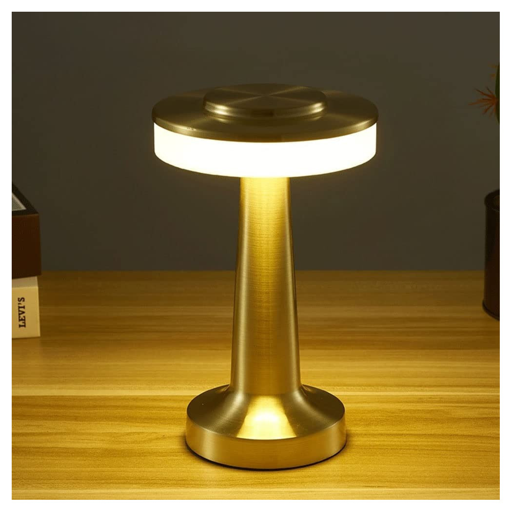 foto del prodotto trade shop lampada da tavolo effetto oro ricaricabile usb lume luce calda per bar locali 