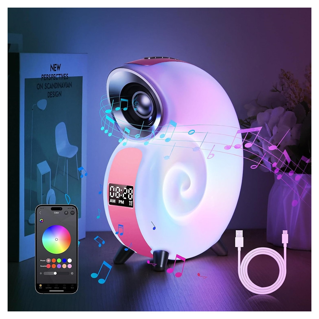 foto del prodotto trade shop lampada da tavolo intelligente sveglia luce led bluetooth musica per adulti bambini 