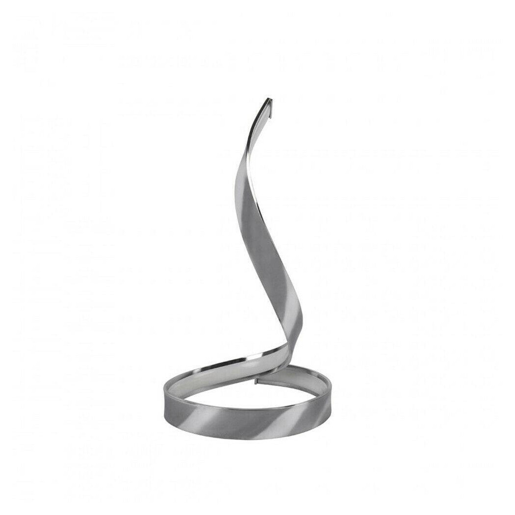 foto del prodotto trade shop lampada da tavolo led moderna a spirale curva 12w luce comodino argento abatjour bianco caldo 