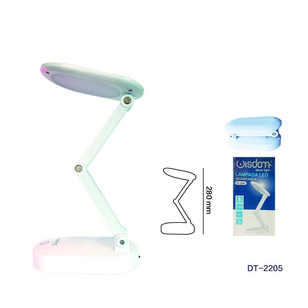 foto del prodotto trade shop lampada da tavolo led ricaricabile usb pieghevole richiudibile touch 28cm dt2205 