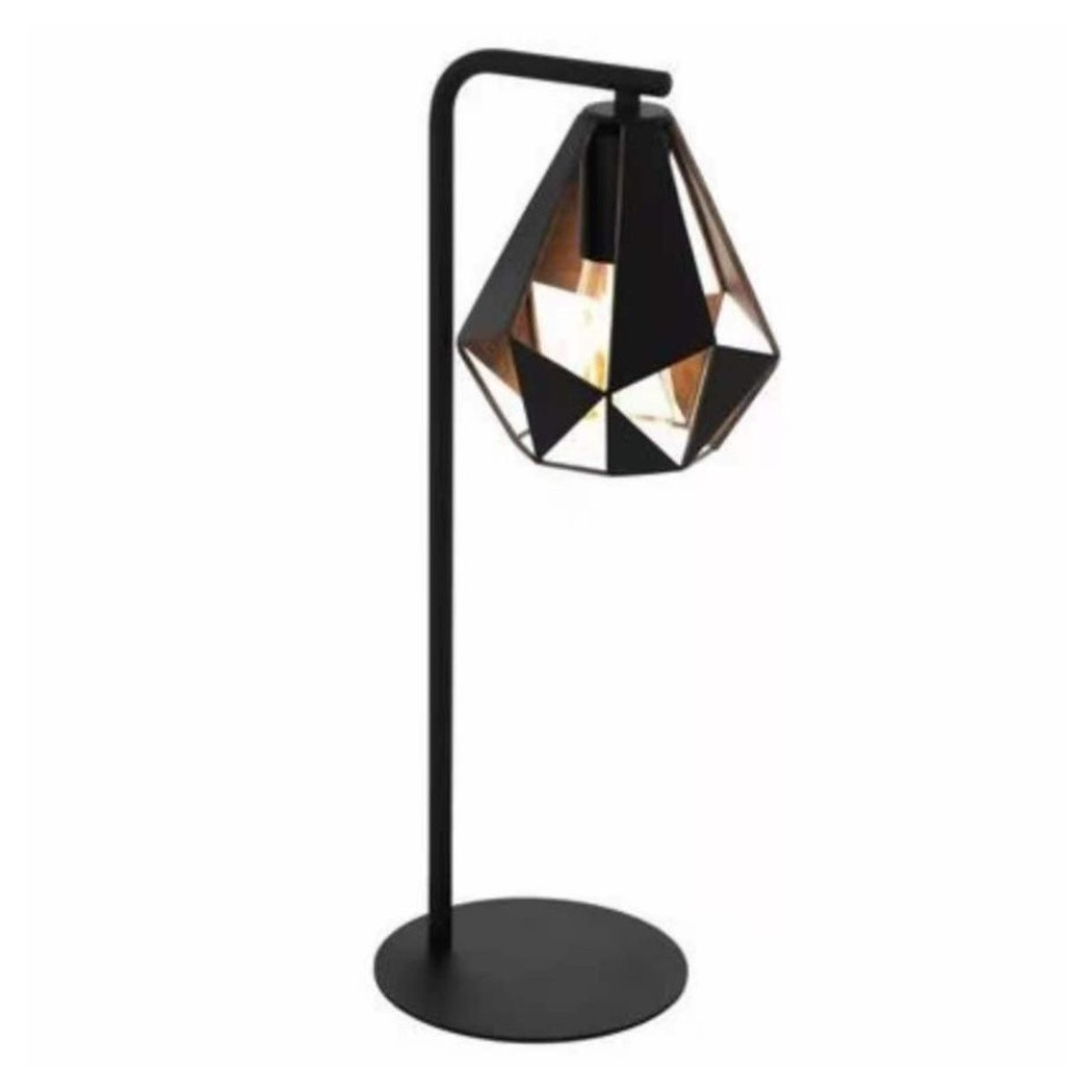 foto del prodotto trade shop - lampada da tavolo nero con interno in rame anticato scrivania comodino 220x170x505mm -