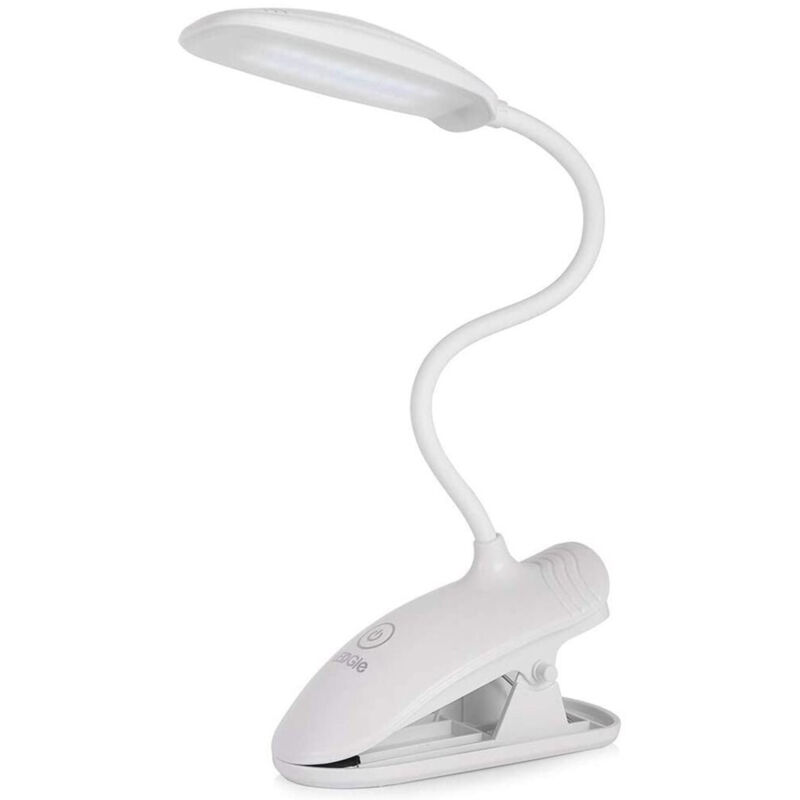 foto del prodotto trade shop lampada da tavolo scrivania a led luce ricaricabile touch snodabile con pinza 