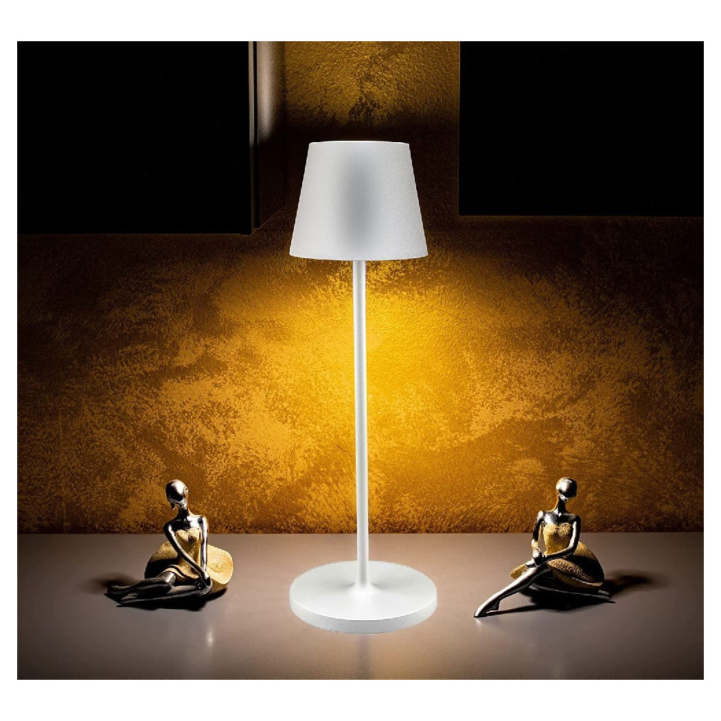 foto del prodotto trade shop lampada da tavolo senza fili led bianca dimmerabile touch luce bianca calda 2 w 