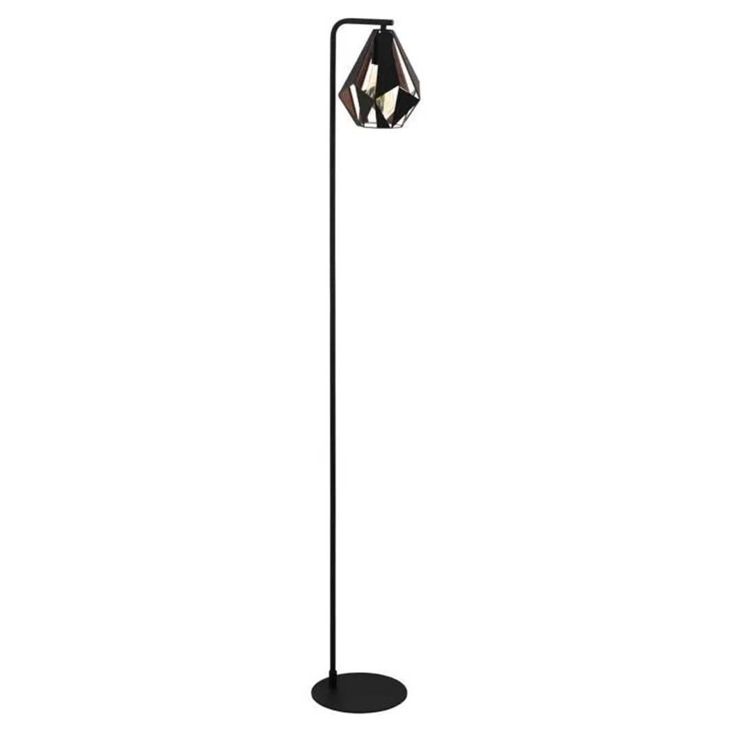 foto del prodotto trade shop lampada da terra con piantana paralume nero rame antico vintage 220x170x1510 mm 