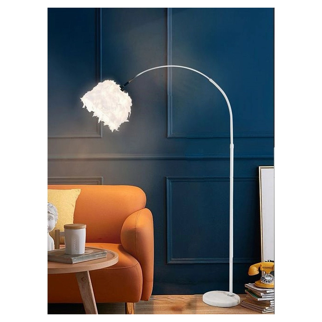 foto del prodotto trade shop lampada da terra in metallo piuma attacco e27 max.60w 185x110 cm bianco rosa d26 bianco