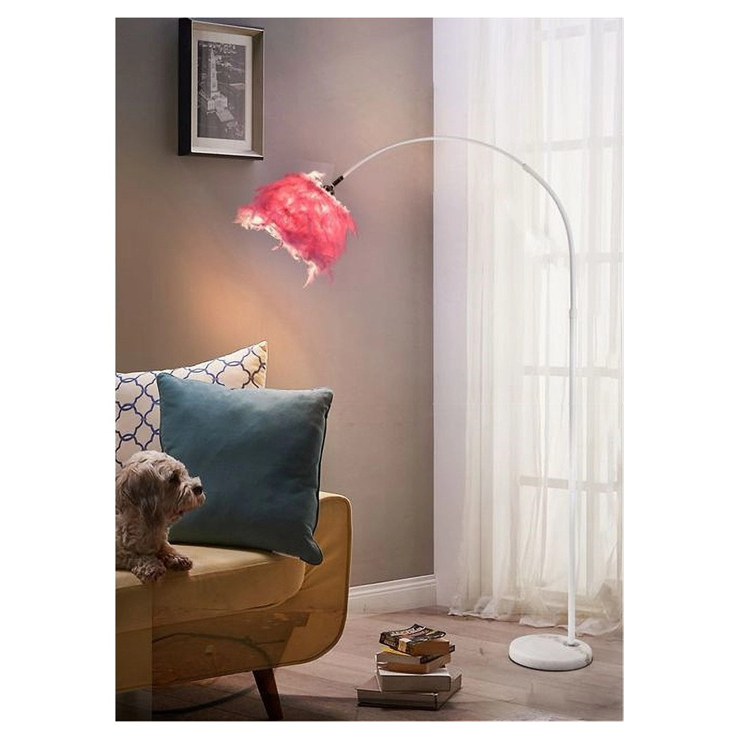 foto del prodotto trade shop lampada da terra in metallo piuma attacco e27 max.60w 185x110 cm bianco rosa d26 rosa