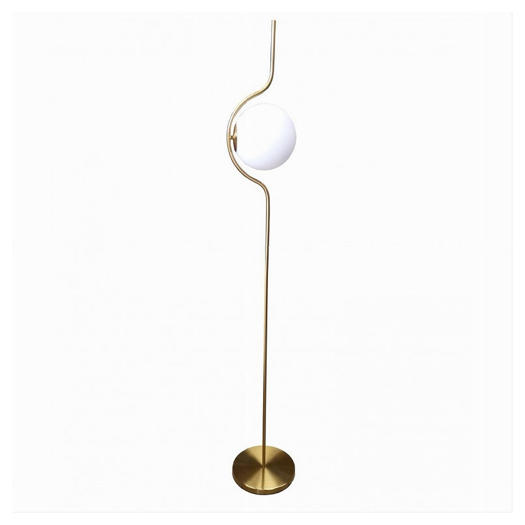 foto del prodotto trade shop - lampada da terra oro con sfera in vetro bianco piantana e27 design moderno 33894 -