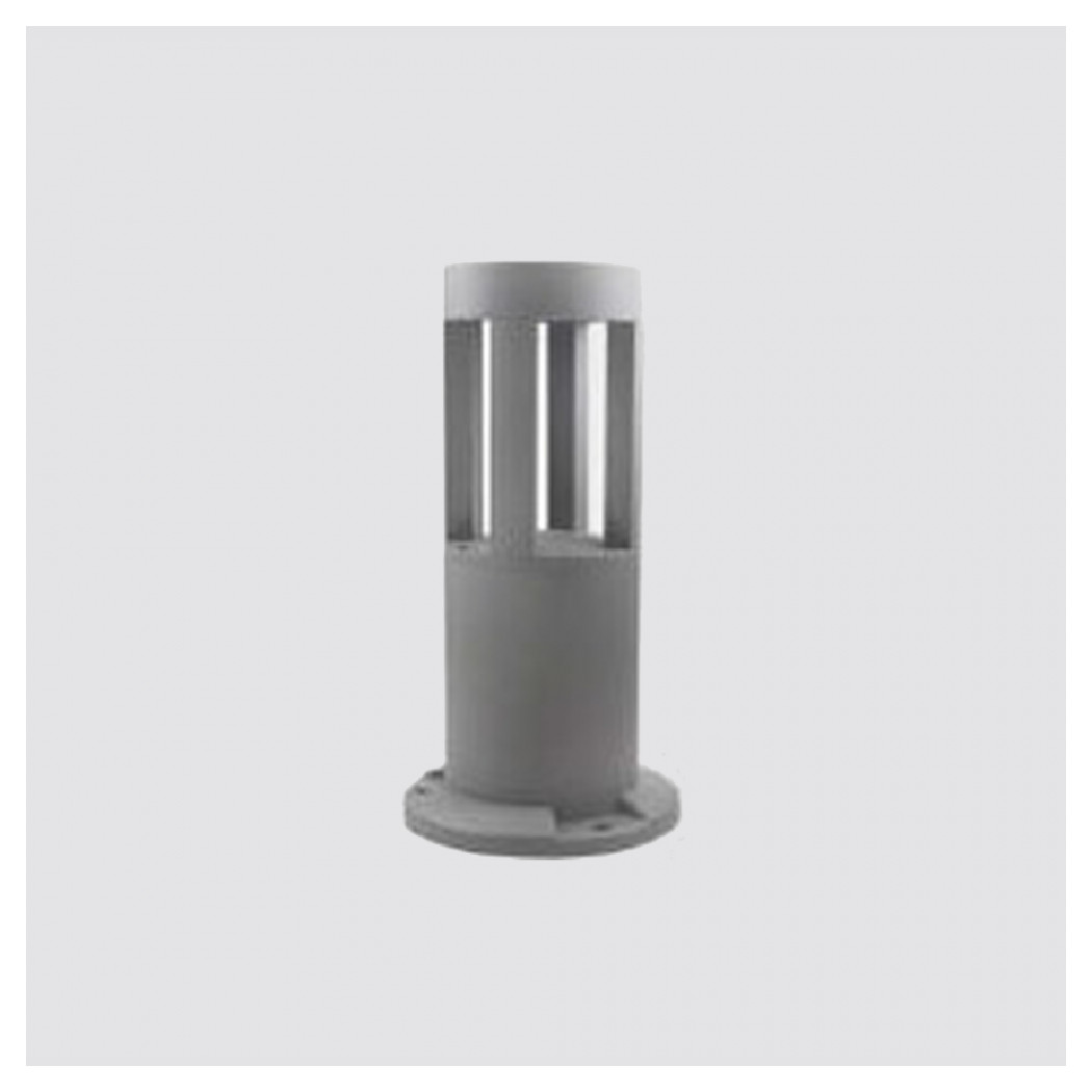 foto del prodotto trade shop lampada da terra segnapasso grigio da giardino ip65 in alluminio vetro 12w es59 bianco freddo 