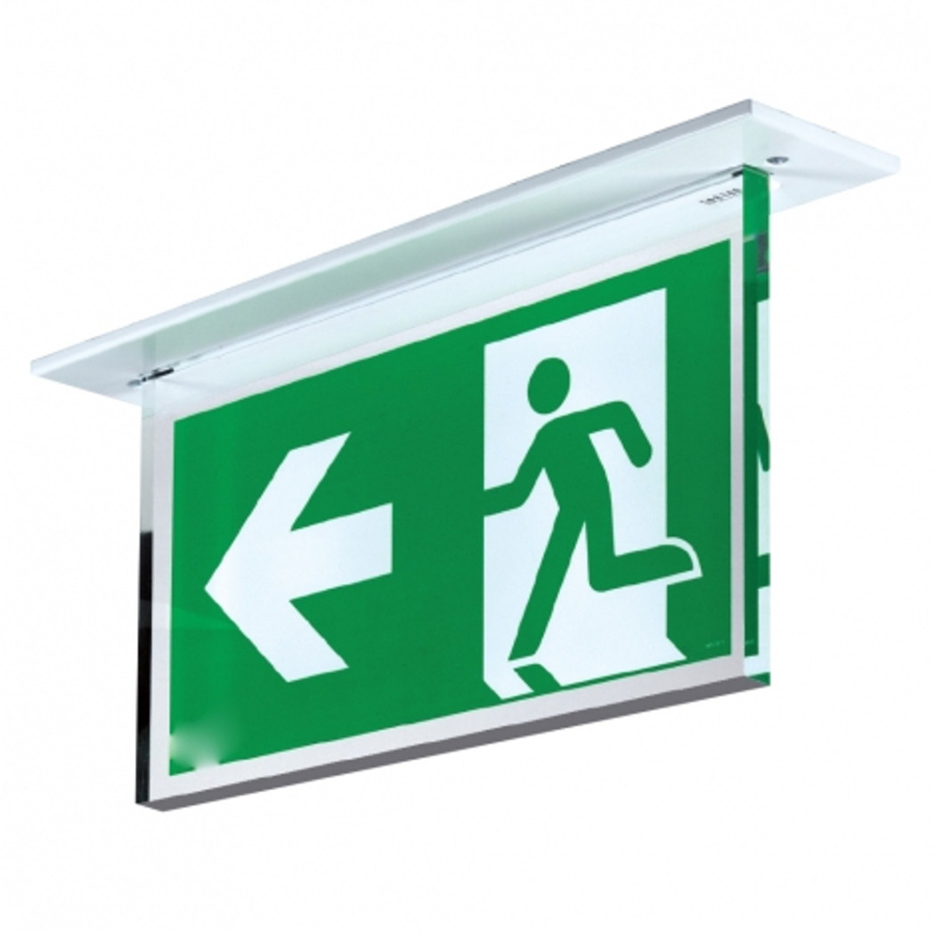 foto del prodotto trade shop lampada di emergenza led omino freccia sinistra 3w luce sicurezza con plafoniera 