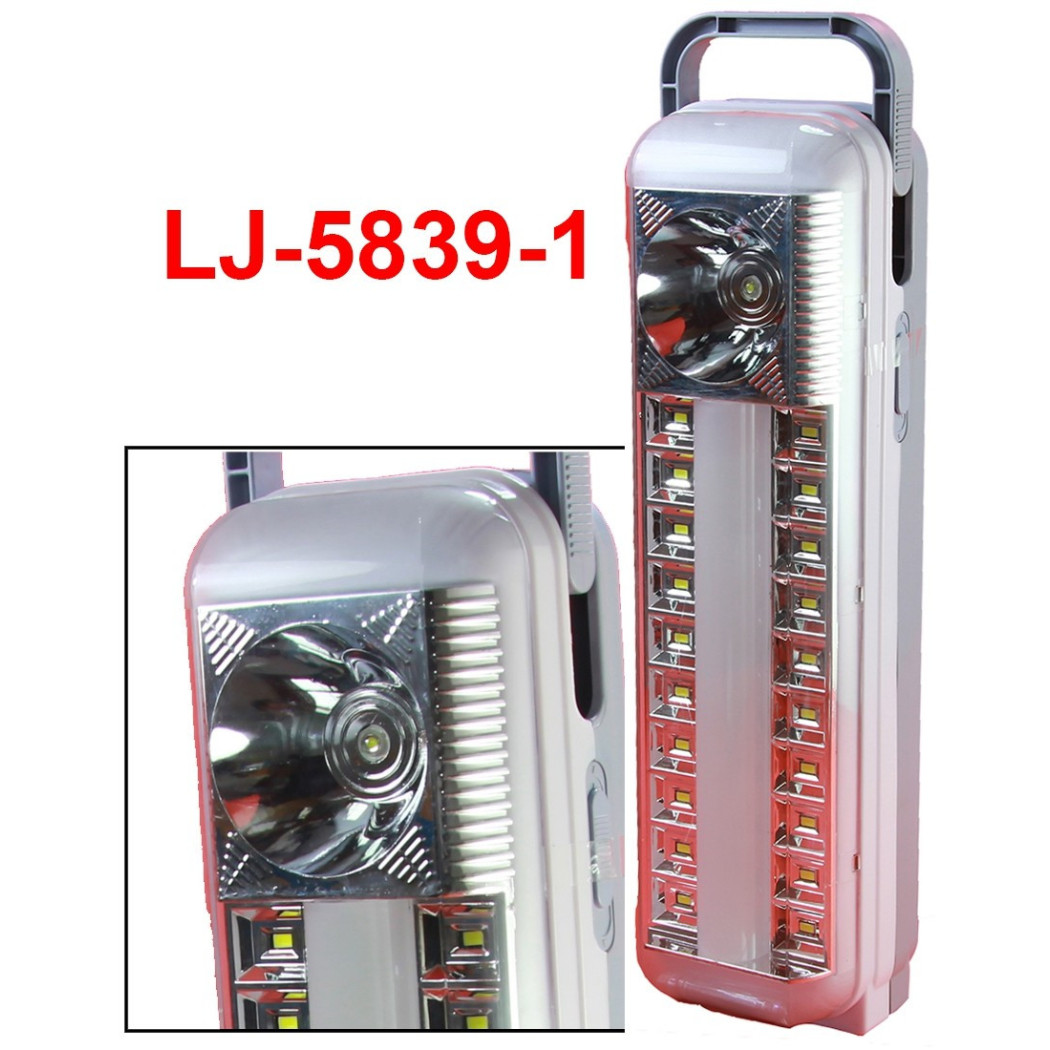 foto del prodotto trade shop lampada di emergenza ricaricabile con 20 led smd neon 14 smd 1 led torcia 