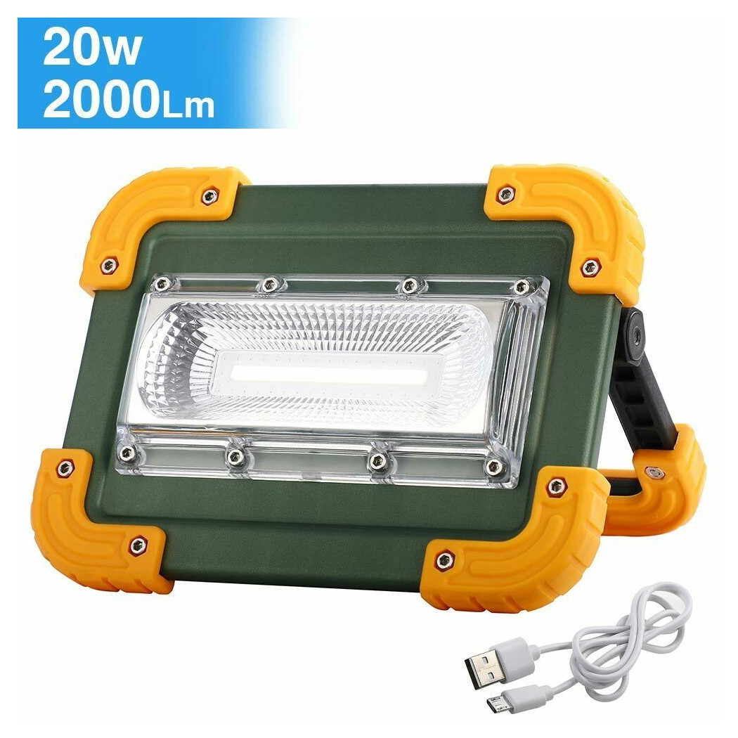 foto del prodotto trade shop lampada faro lavoro portatile torcia 20w 2000 lm a batteria litio luce emergenza 