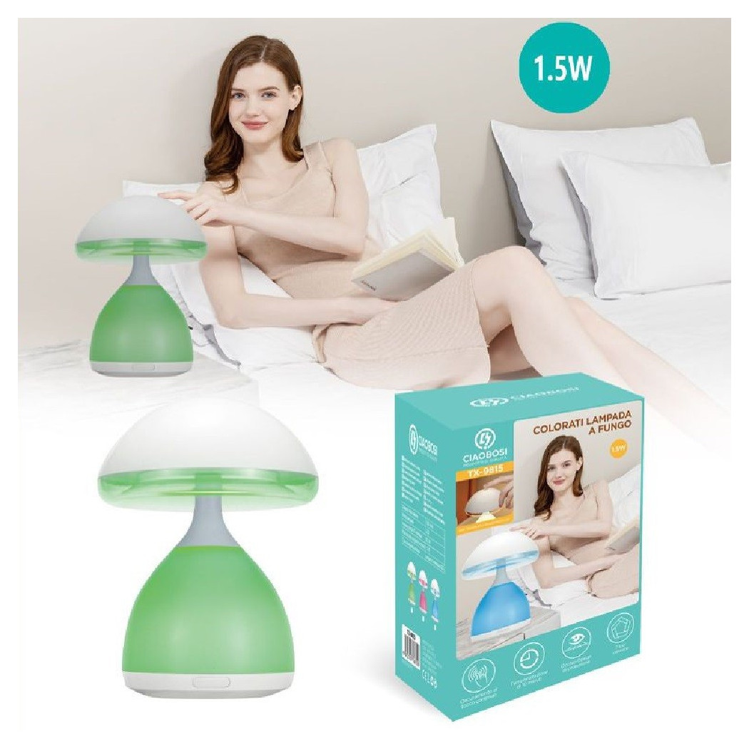 foto del prodotto trade shop lampada fungo led 7 luci colori lumino da tavolo comodino colorati 1.5w tx 9815 