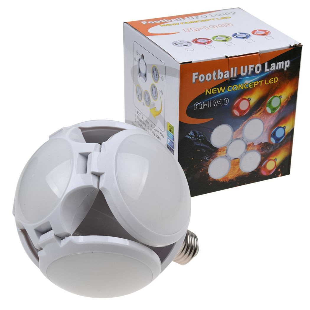 foto del prodotto trade shop lampada lampadario deformabile led 40w 6800k 5 vie bianca attacco e27 ufo palla 