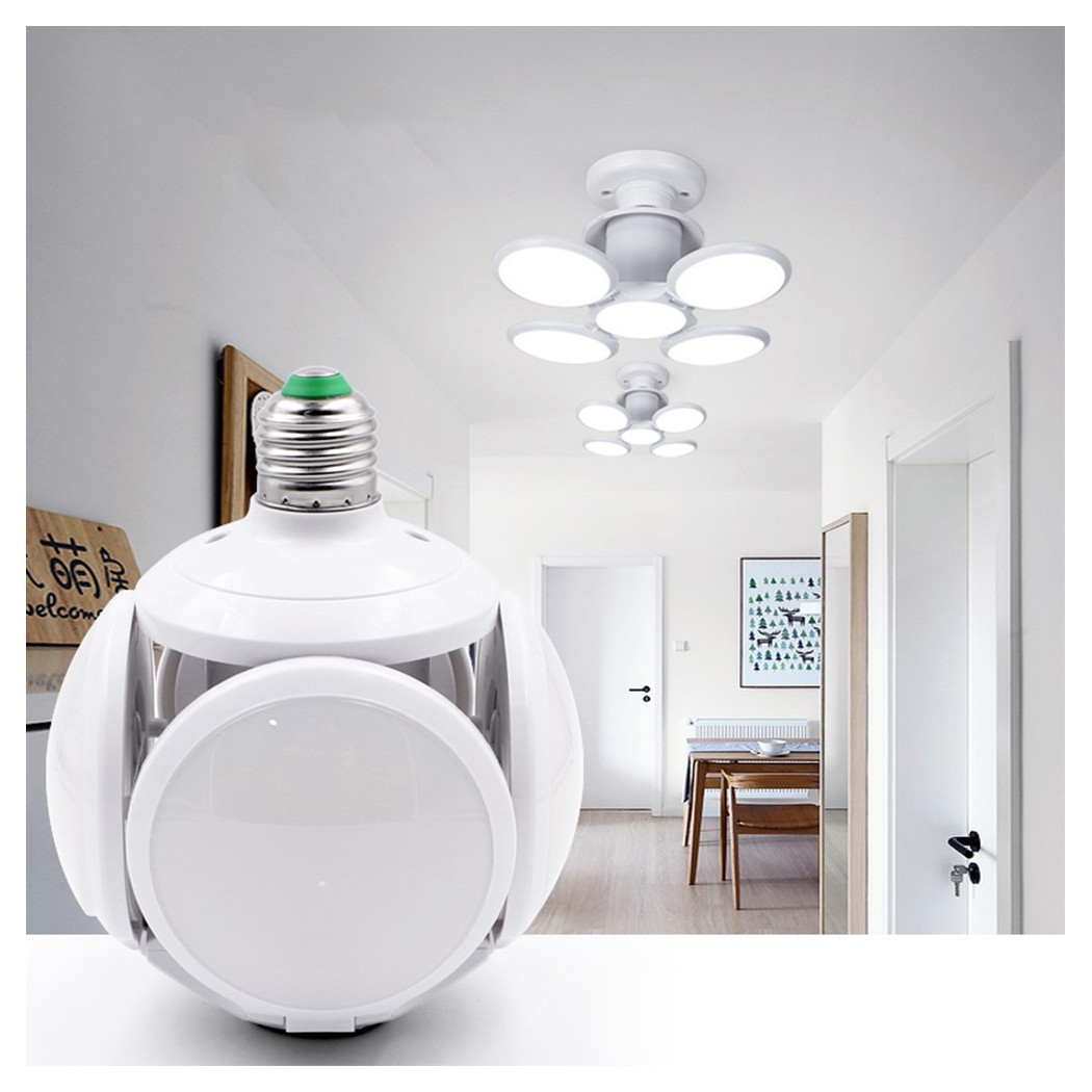 foto del prodotto trade shop lampada lampadario deformabile led 60w luce fredda 5 vie bianca attacco e27 ufo 