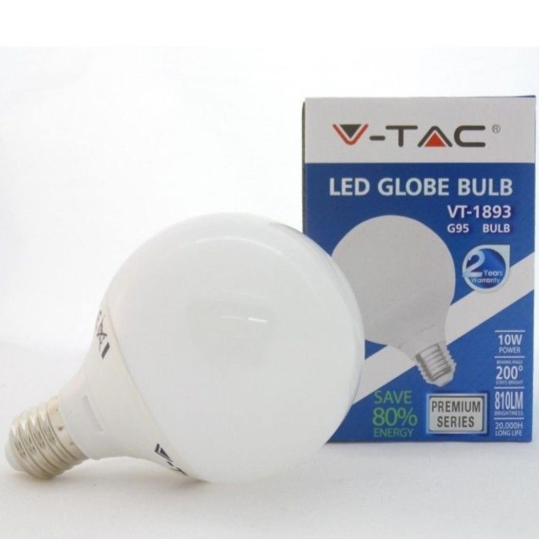 foto del prodotto trade shop lampada lampadina led globo sfera v tac luce bianca fredda naturale e27 13w bianco caldo 