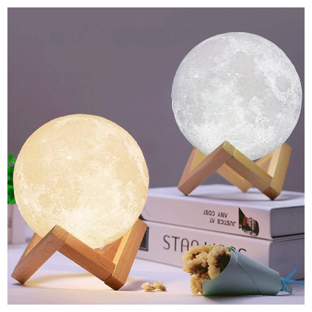 foto del prodotto trade shop lampada led 3d a forma di luna usb luna luce regolabile notturna ricaricabile 