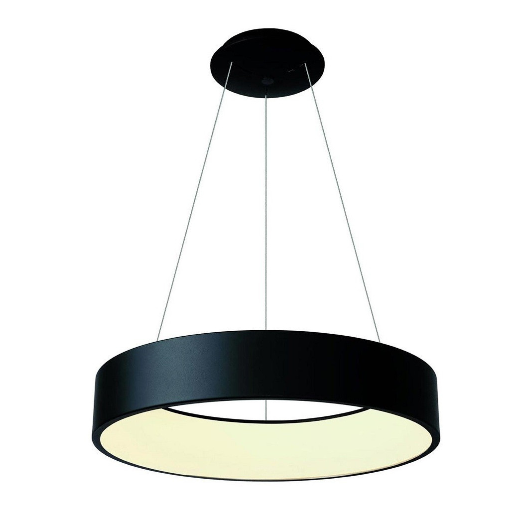 foto del prodotto trade shop lampada led 42 watt cct pendente cerchio lampadario moderno luce diffusa 60 cm nero