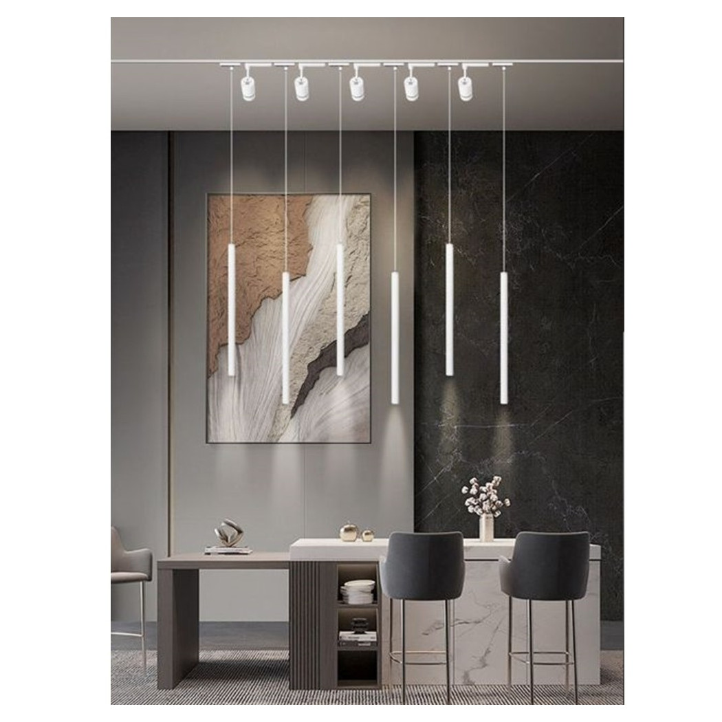 foto del prodotto trade shop lampada led a sospensione 3w cilindro per binario track monofase proiettore lp 79 bianco