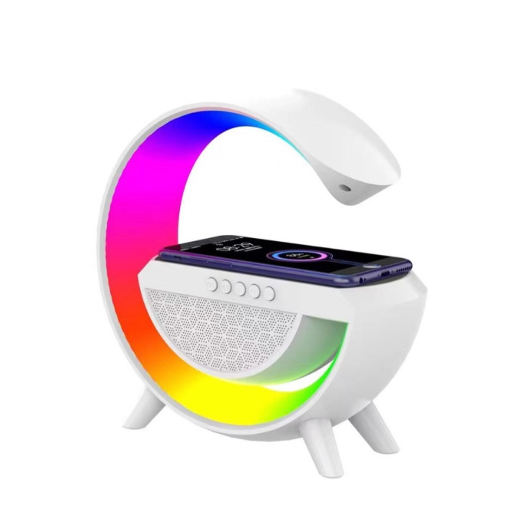foto del prodotto trade shop lampada led caricabatteria wireless cassa speaker bluetooth musica altoparlante 