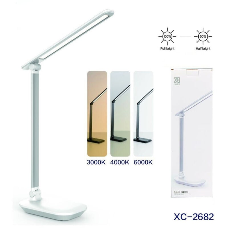 foto del prodotto trade shop lampada led ricaricabile da tavolo scrivania touch braccio pieghevole dt 2682 