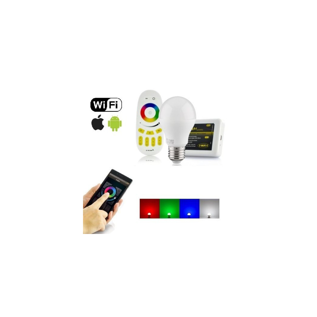 foto del prodotto trade shop lampada led wifi luce bianca rgb multicolor e27 telecomando rf modulo smartphone 