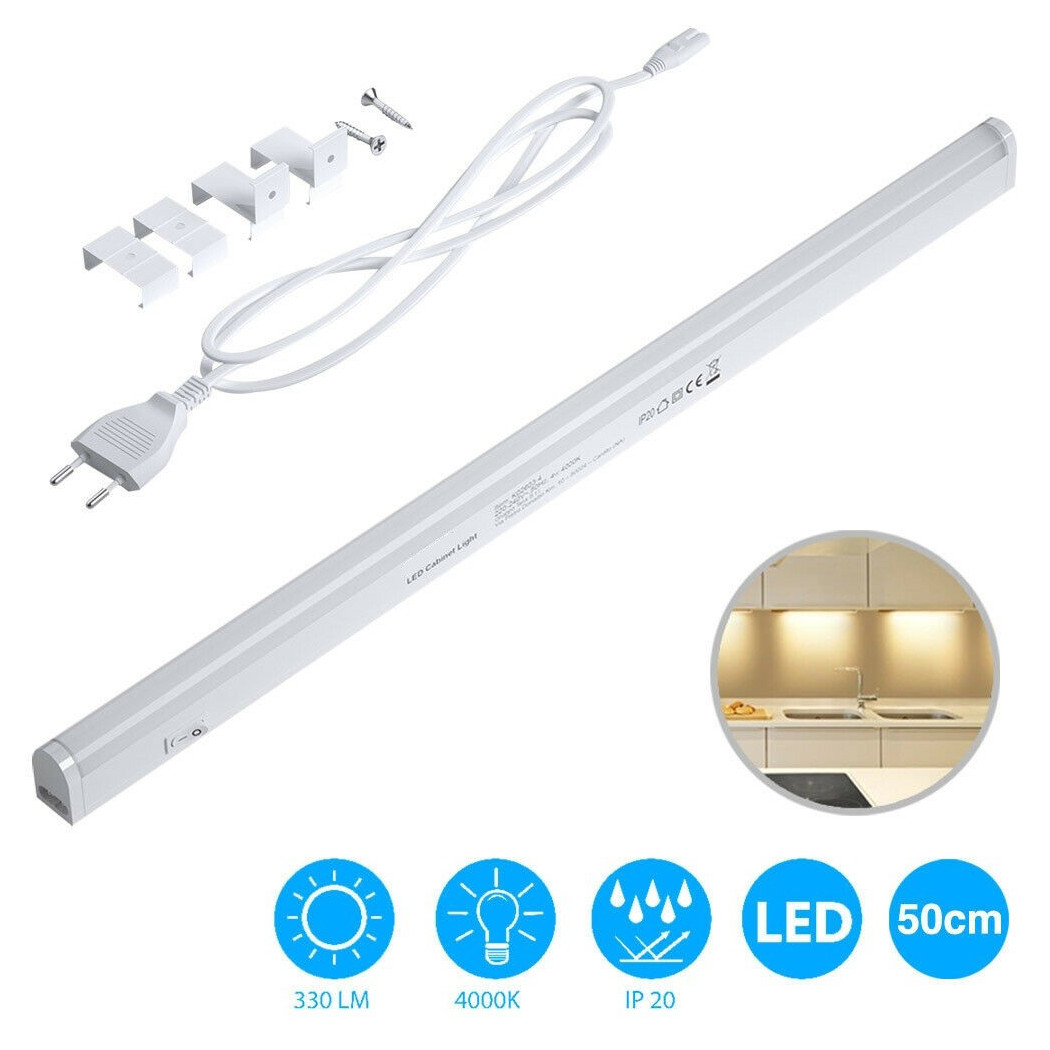 foto del prodotto trade shop lampada luce sottopensile 50cm mobili cucina armadio barra led 750lm bianco bianco caldo 