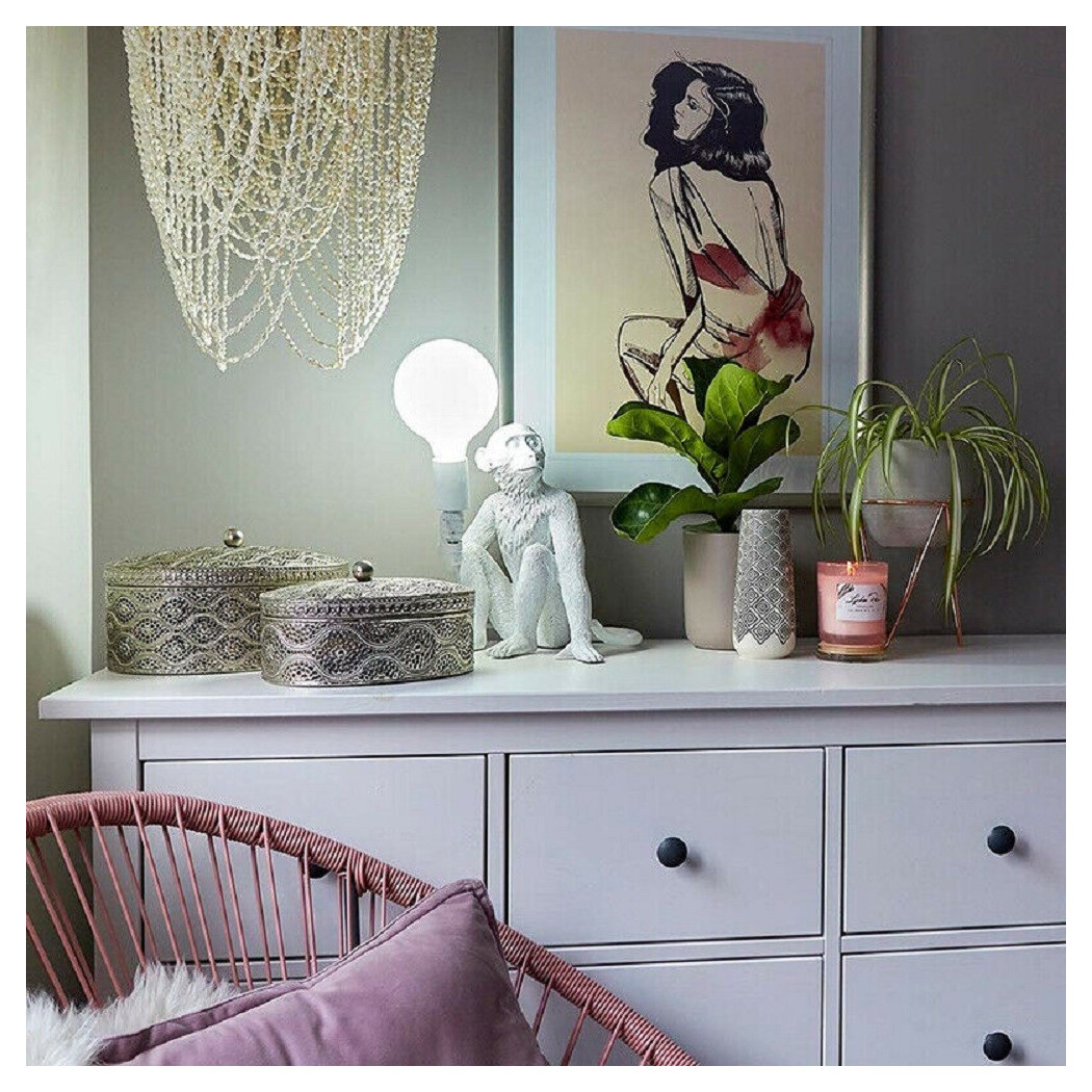 foto del prodotto trade shop lampada lume da scrivania e27 decorativa a forma di scimmia bianca abat jou d07 