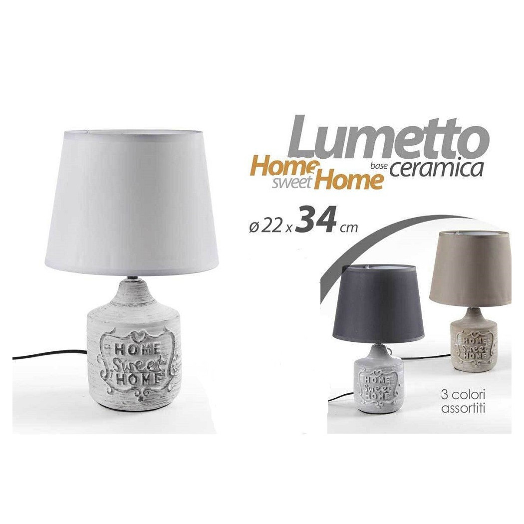 foto del prodotto trade shop lampada lumetto abat jour 22x34cm da tavolo base ceramica home sweet 3col 779138 