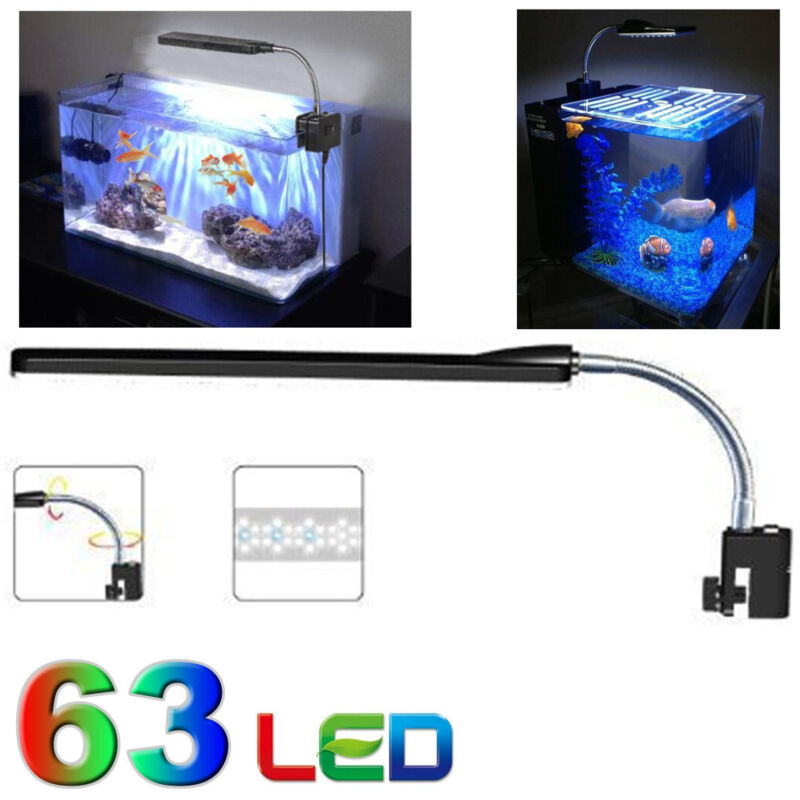 foto del prodotto trade shop lampada plafoniera 63 led luce acquario bordo vasca 6 w colore bianco blu 30 cm 