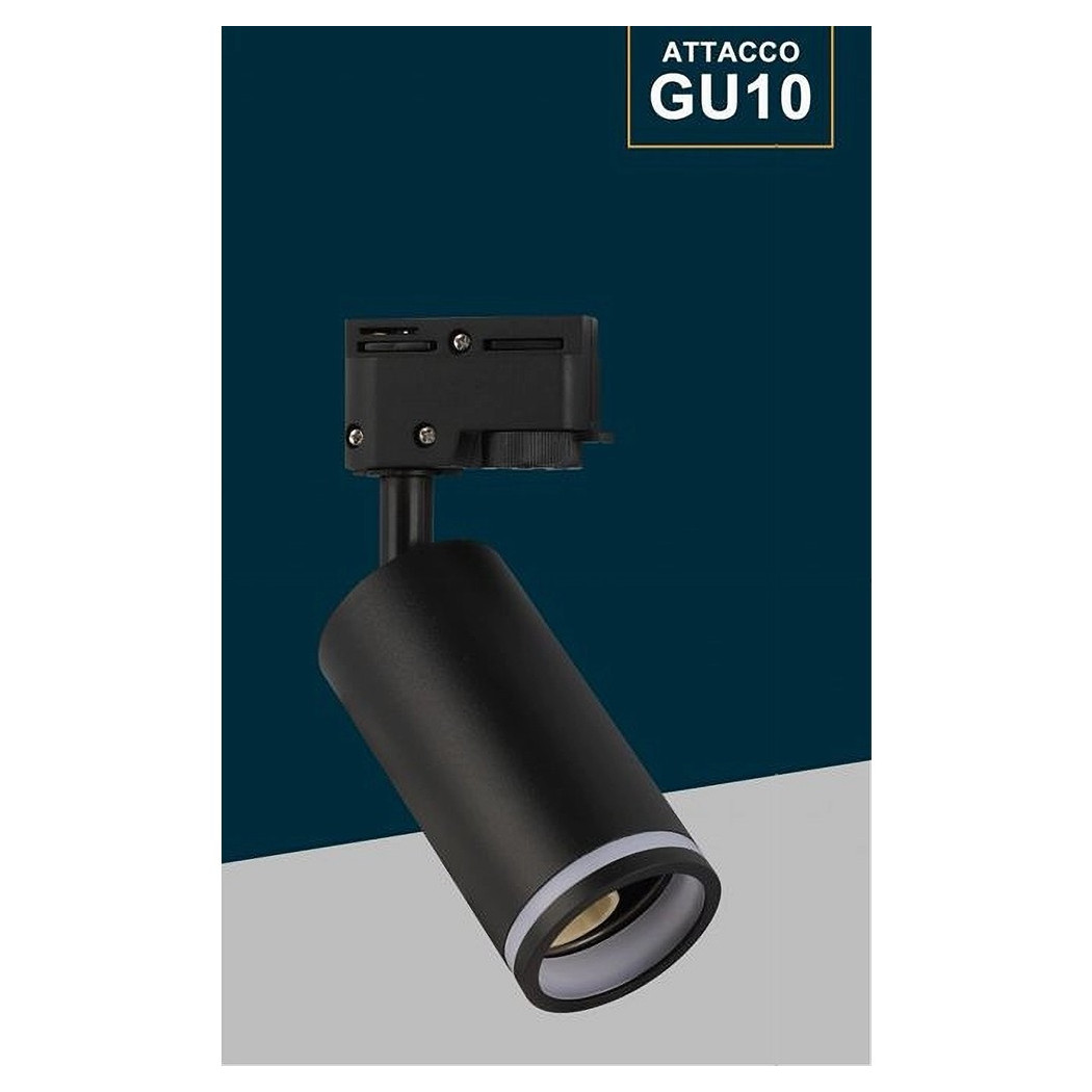 foto del prodotto trade shop lampada portafaretto cilindrico per binario monofase orientabile attacco gu10 194c nero