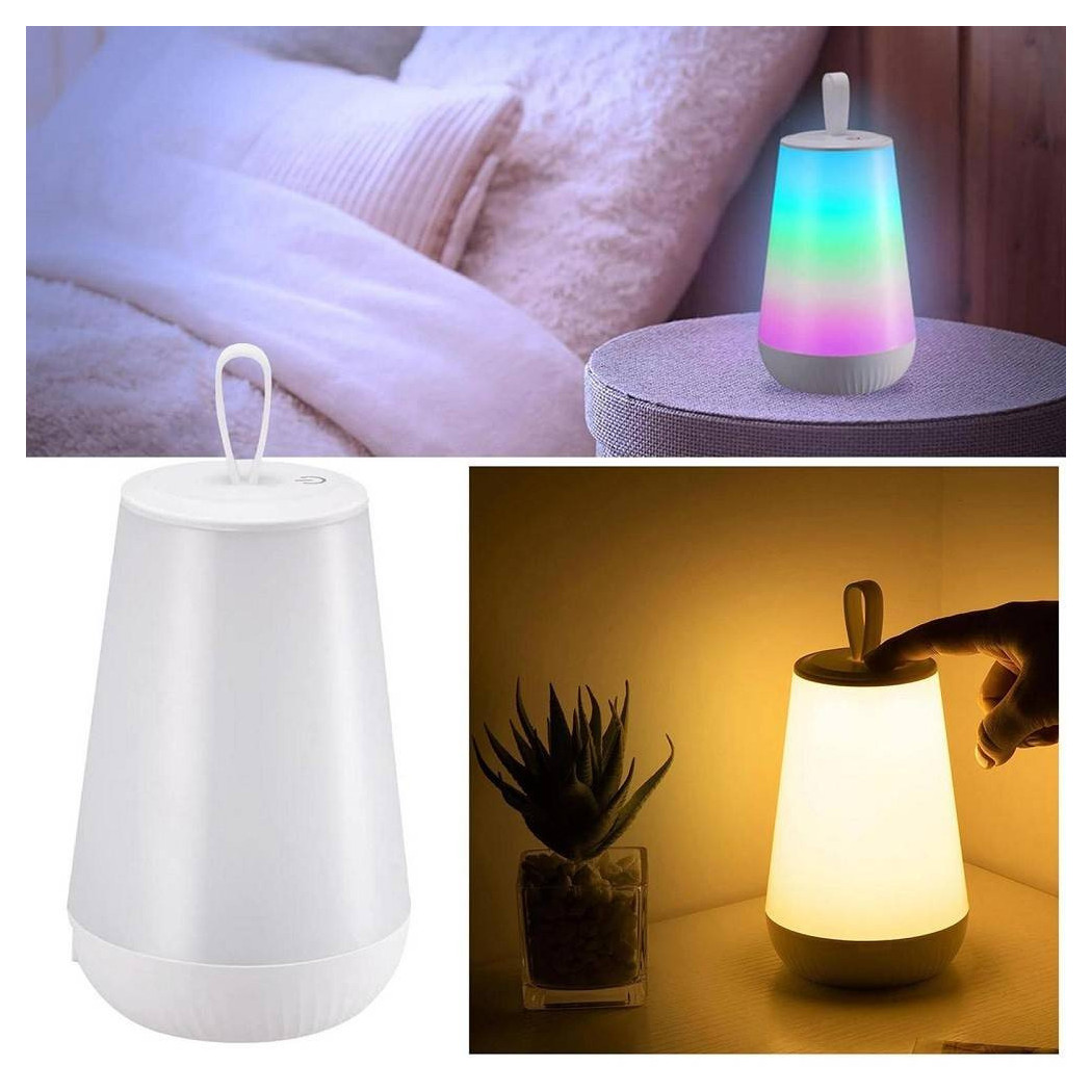 foto del prodotto trade shop lampada ricaricabile portatile led rgb bambini relax notturna touch dimmerabile 3w 