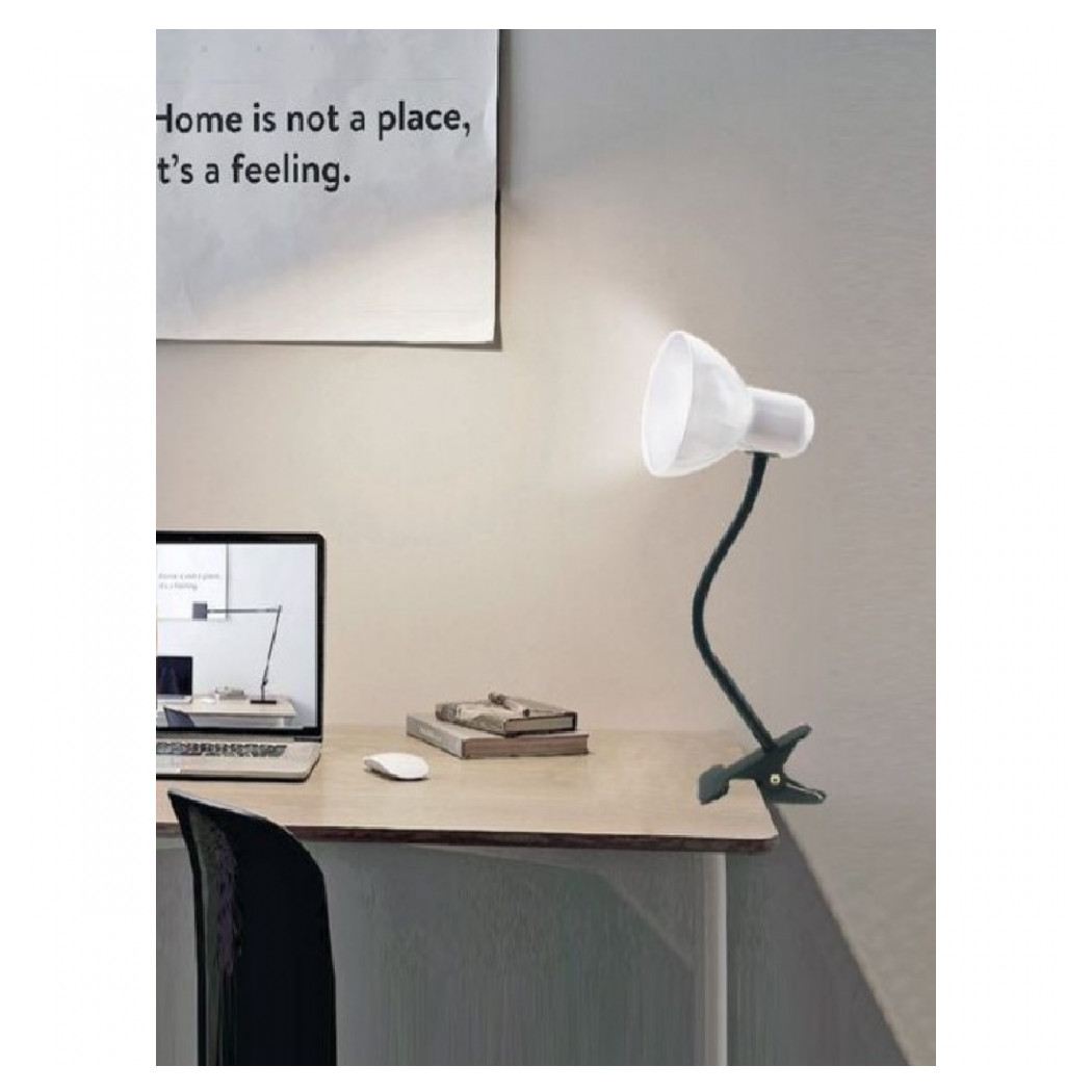 foto del prodotto trade shop lampada snodabile da scrivania luce tavolo braccio flessibile orientabile pinza bianco