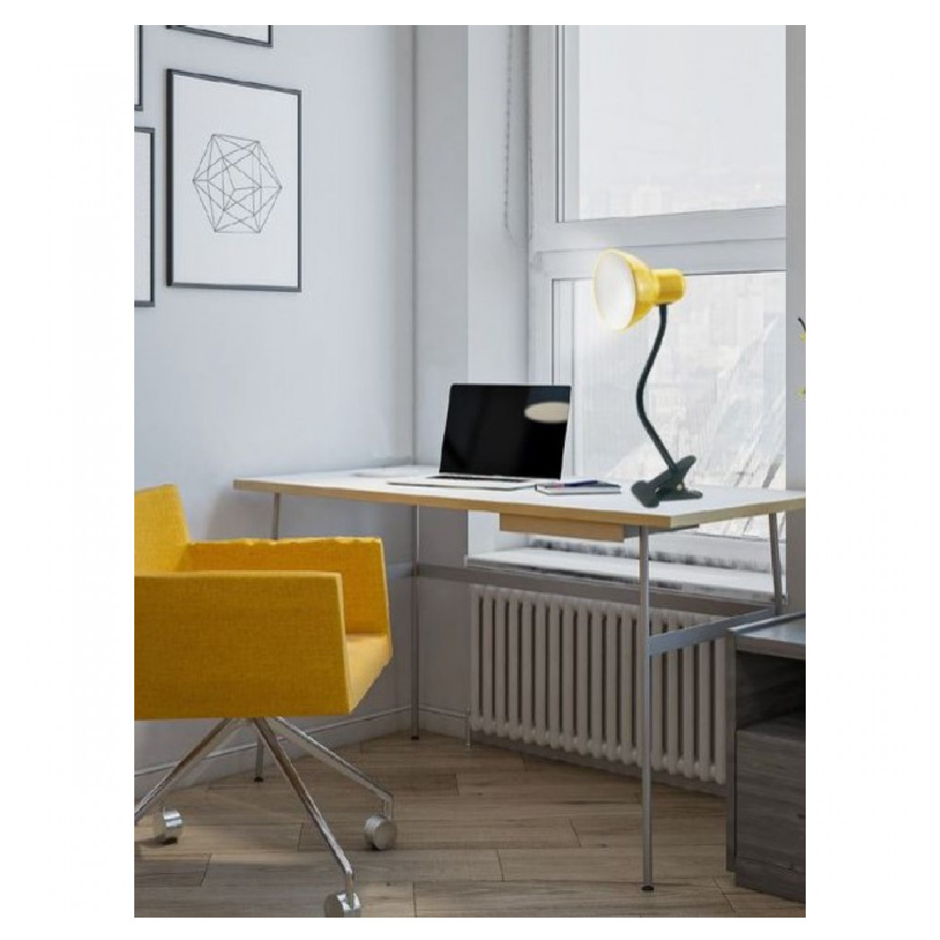 foto del prodotto trade shop lampada snodabile da scrivania luce tavolo braccio flessibile orientabile pinza giallo