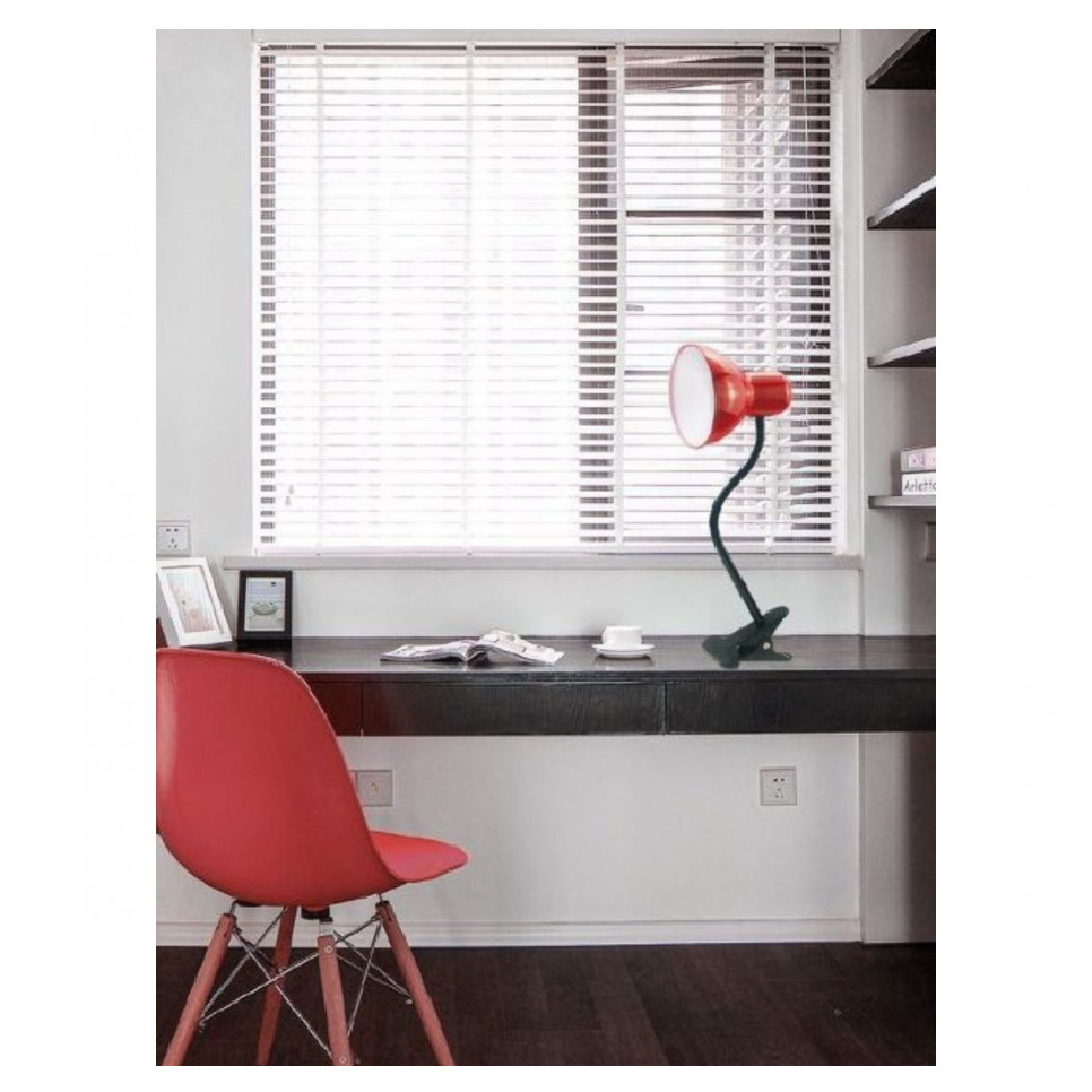 foto del prodotto trade shop lampada snodabile da scrivania luce tavolo braccio flessibile orientabile pinza rosso