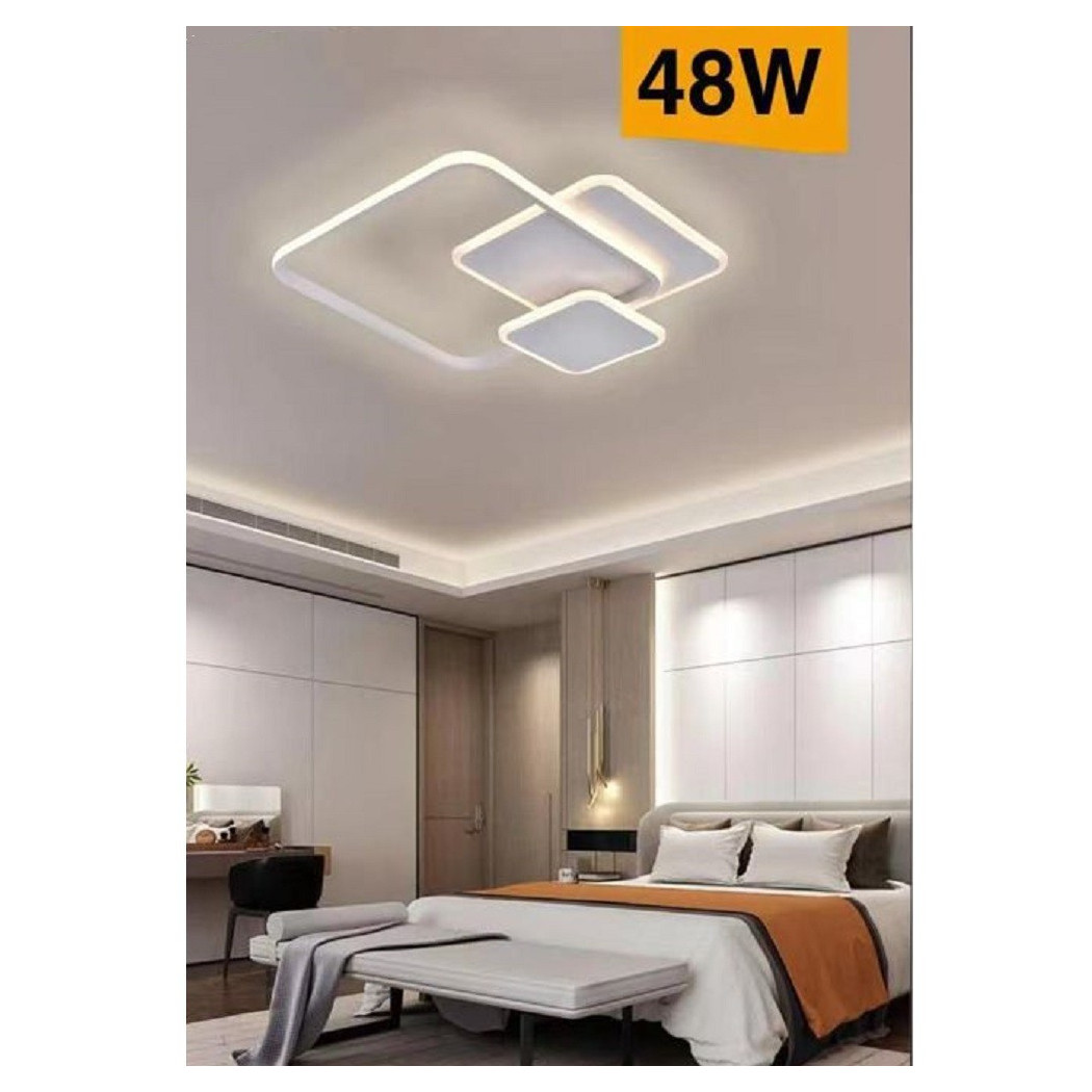foto del prodotto trade shop lampada soffitto plafoniera led 48w moderno 3 quadrati luce 6500k 4000k 3000k c31 bianco caldo 