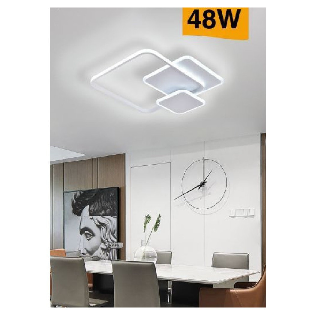 foto del prodotto trade shop lampada soffitto plafoniera led 48w moderno 3 quadrati luce 6500k 4000k 3000k c31 bianco freddo 