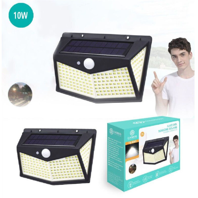 foto del prodotto trade shop lampada solare fotovoltaico sensore luce 212led esterno giardino faretto tx 9501 