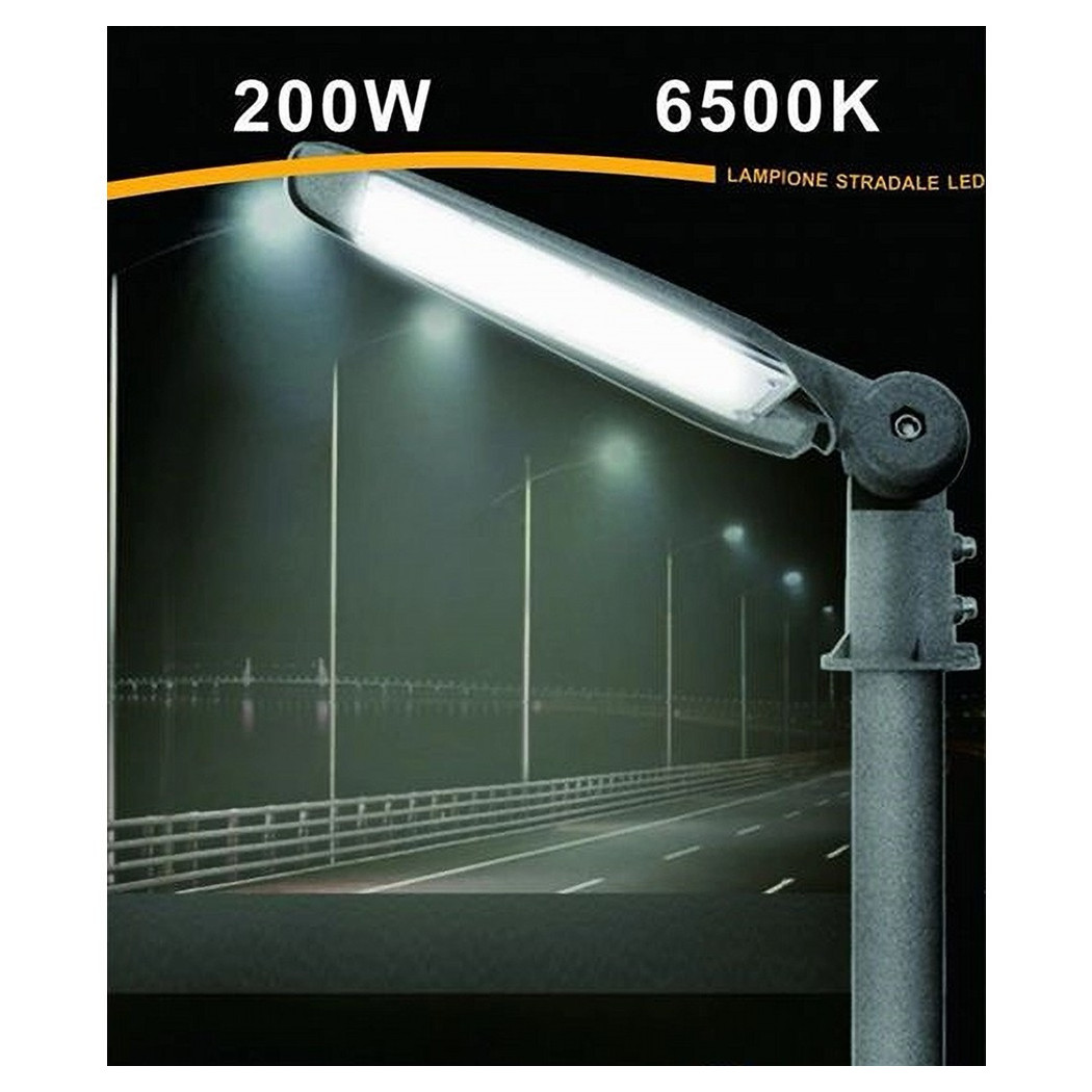 foto del prodotto trade shop - lampada stradale inclinabile led lampione faro esterno 200watt luce 6500k lp-200 -