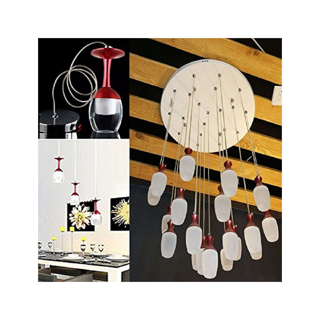 foto del prodotto trade shop lampadario 20 pendenti lampada calice rosso a soffitto luce led pendente portalampada 