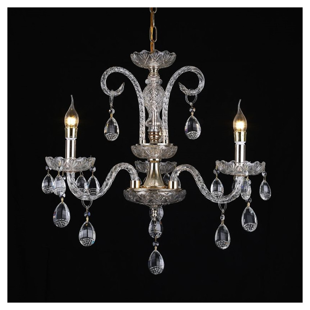 foto del prodotto trade shop lampadario a 3 bracci classico a sospensione lampada impero barocco cristalli 92471 