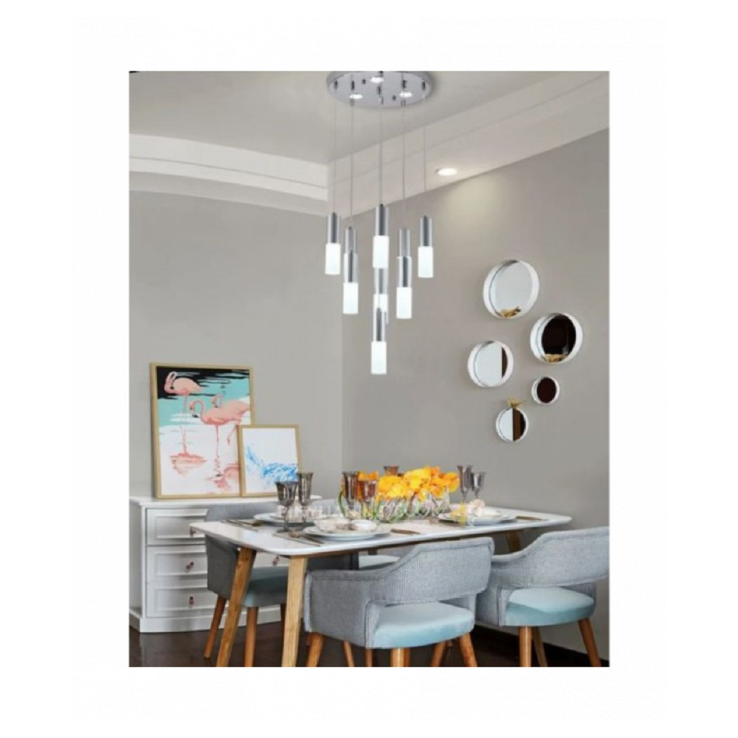 foto del prodotto trade shop lampadario a sospensione cilindri design a cascata lampada soffitto pendenti b13 