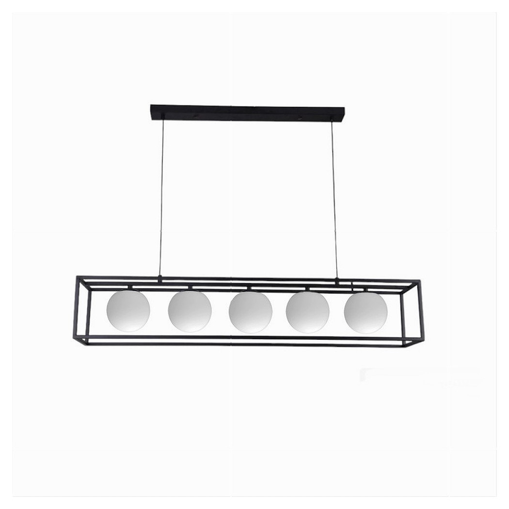 foto del prodotto trade shop lampadario a sospensione da soffitto contemporaneo nero con 5 sfere vetro g9 b89 