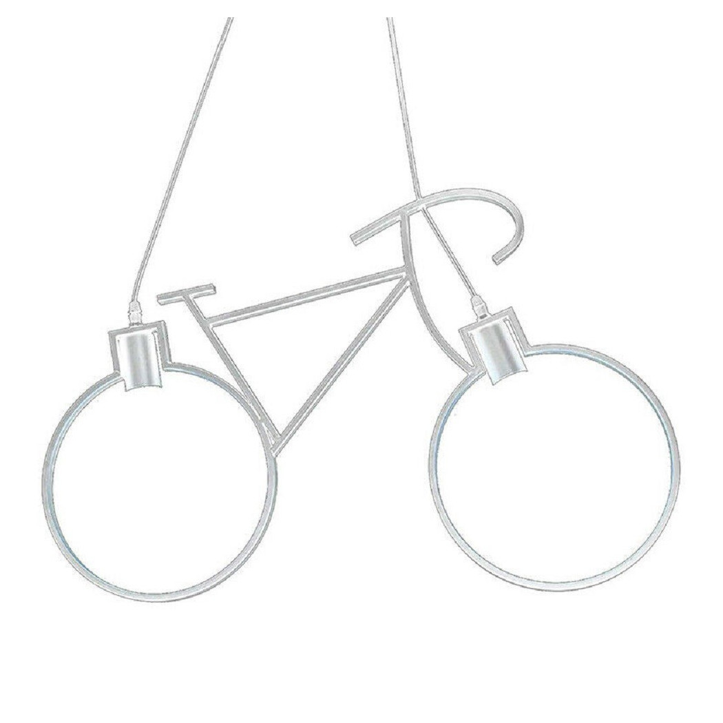 foto del prodotto trade shop lampadario a sospensione e27 da soffitto a forma di bicicletta lampada bici a10 bianco
