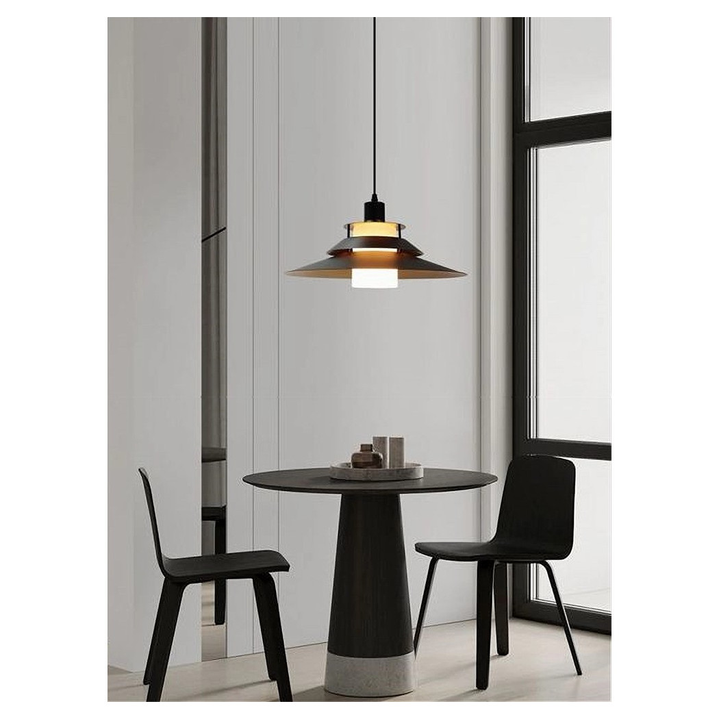 foto del prodotto trade shop lampadario a sospensione industriale e27 lampada pendente vintage retr lp 88 nero