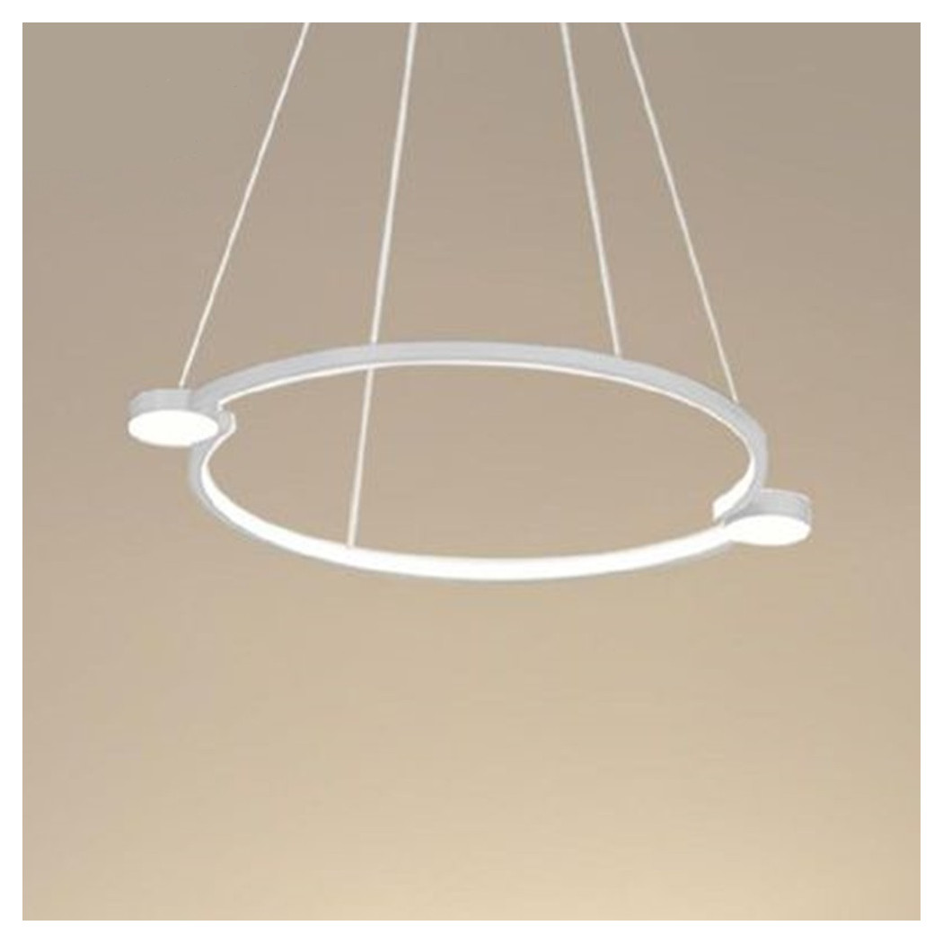 foto del prodotto trade shop lampadario a sospensione led 20w cerchio con telecomando design moderno bianco 71071 