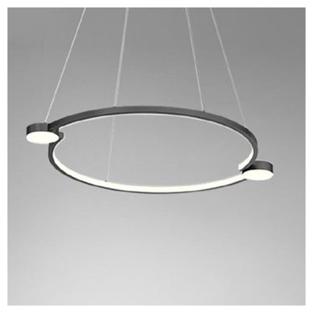 foto del prodotto trade shop lampadario a sospensione led 20w cerchio con telecomando design moderno nero 71095 